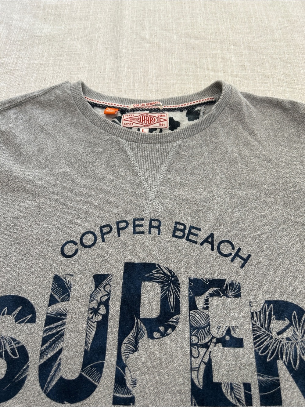 Superdry Copper Beach Men's Tee Large Gray Casual Cotton Surf Graphic T-Shirt - Picture 12 of 13